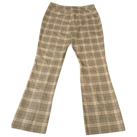 NWT Gianni Bini Alora Split Hem Dress Pants Size 14 Brown Plaid Y2K Work Slacks - Picture 2 of 6